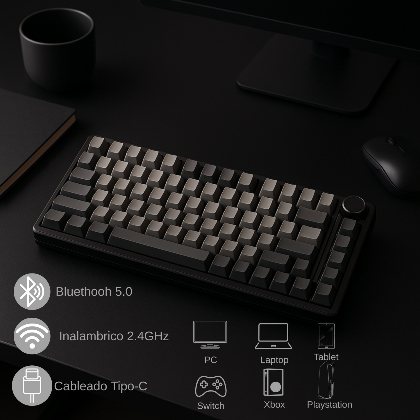 EPOMAKER X F75 75% 80-Key Gasket Hot-Swap Bluetooth 5.0/2.4G Wireless/Wired Mechanical Keyboard PBT Keycaps for Win/Mac